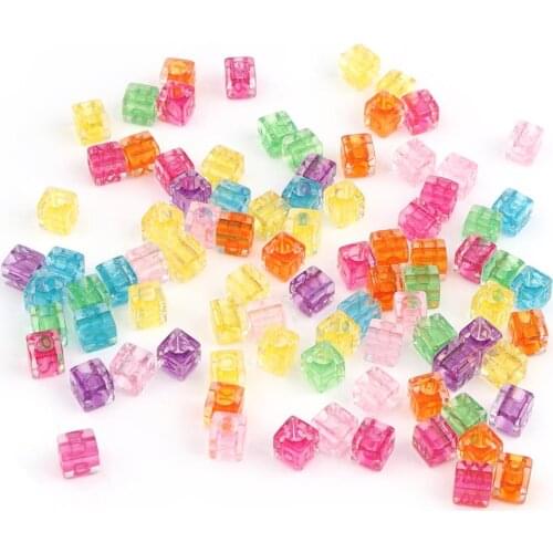Square At Random Color Acrylic Beads Transparent Capital Letter Pattern Beads DIY Making Bracelets Jewelry About 6mmx6mm,500PCs