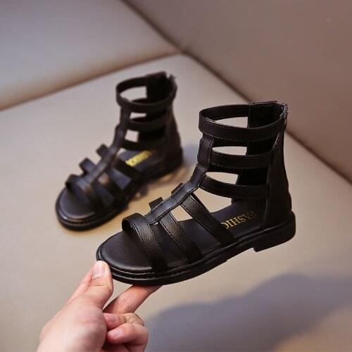 Summer Fashion Children Martin Ankle Boots For Kids Teenager Girls White Black High-top Gladiator Princess Shoes 5T to 13T Years