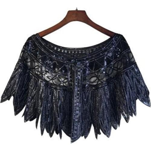 Summer Womens 1920s Shawl Wraps Roaring 20s Beaded Sequin Cape Fringed Gatsby Flapper Dress Accessories 9730