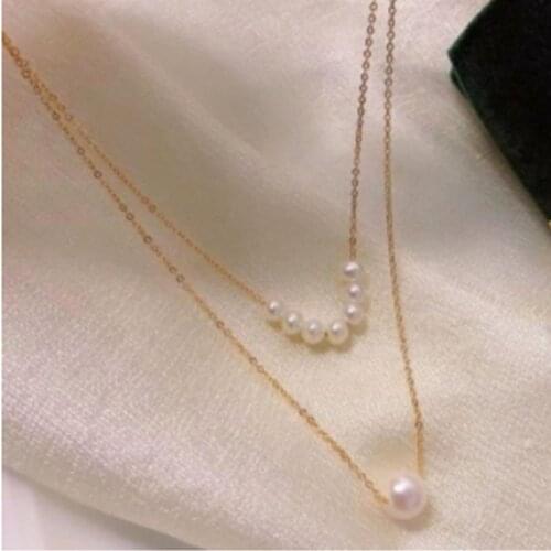 South Koreas small fresh double-layer design fashion temperament net red simulation pearl clavicle necklace wholesale
