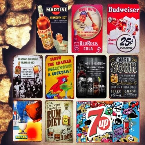 Ice Cold Cola Plaque Retro Metal Tin Signs Pub Bar Cafe Club Drinks Shop Casino Decoration Wall Stickers Vintage Decor MN100