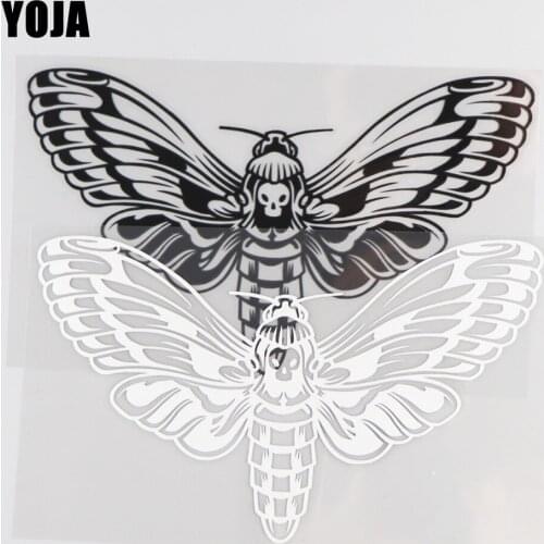 YOJA 19.5×11.4CM Fashion moth Vinyl Pattern Handsome Decal Animals Car Stickers Black/Silver 19C-0078