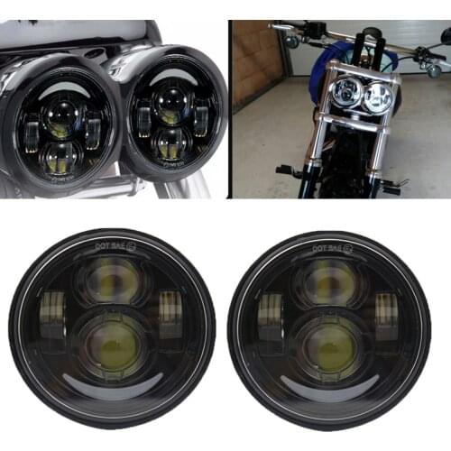 2pcs Motorcycle 5inch Projector LED Headlight Moto Round Headlamp for Dyna FXDF 5'' Black DRL halo Headlights for Fat Bob