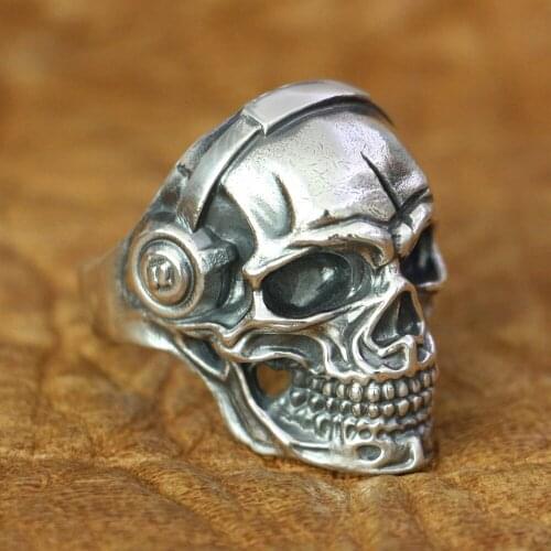 Music DJ Skull Ring 925 Sterling Silver Mens Biker Rock Punk Ring TA178 US Size 7~15
