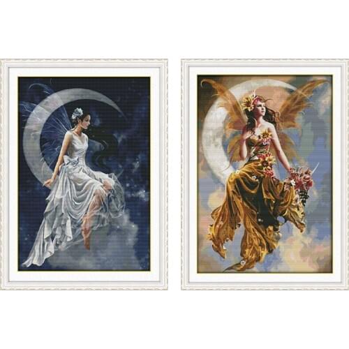 Embroidery Arithmetic Cross Stitch Kit Needlework-Crafts 14 ct 11ct DMC Color DIY Art Manual Home Decoration Painting-Moon Fairy