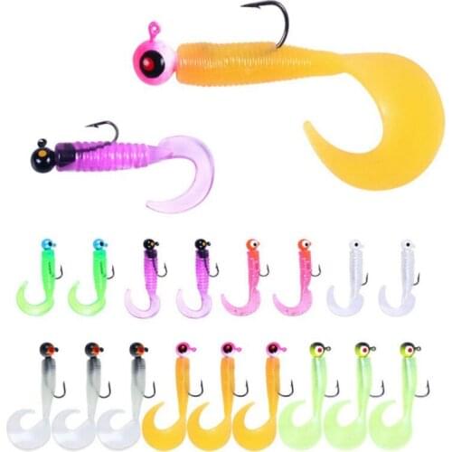 17pcs Lead Head Hook Soft Lure Set Winter Fishing Lure Lure Set Wholesale Color Soft Lure LM