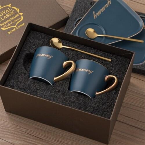 Nordic Coffee Cup Modern Pattern Luxury Ceramic Coffee Cup Latte Glass Gift Box Funny Decor Tazas Desayuno Drinkware BG50BD