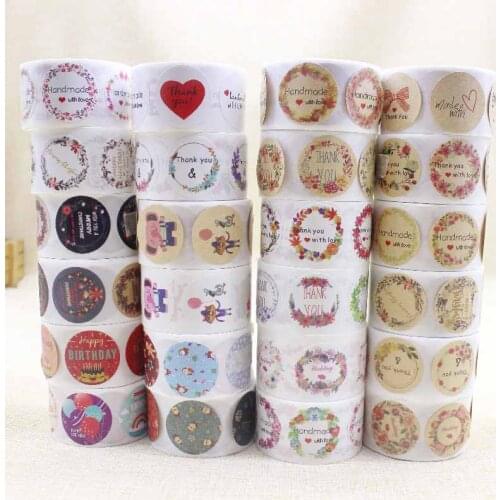 Cute animals Round Stickers 500pcs Floral Seal Labels Cute Paper Stickers For Wedding Party Envelope Stationery Stickers