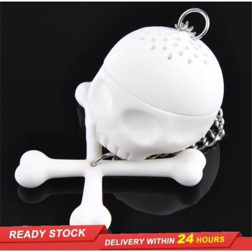 Halloween Gift Spoof Skull Head Silicone Tea Strainer Stainless Steel Tea Bag Skull Tea Strainer Silicone Tea Brewer