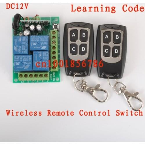 Free shipping 12V 4CH Wireless Remote Control Switch Receiver & Transmitter Momentary Toggle Latched Access system Light ON OFF