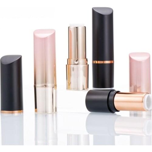 Empty Lipstick Containers 12.1mm Round Pink Black Sloping Cap Cosmetic Container DIY Makeup Packaging Lipstick Tube 50 pcs/lot