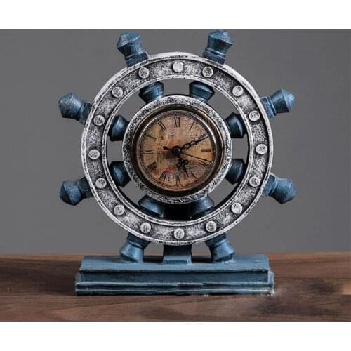 Retro Nostalgic Industrial Sailboat Rudder Parlor Shop Office Shop Creative Ornaments Decoration American Clock Shop Furnishings