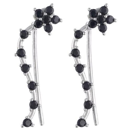 Romantic High Quality Copper Jewelry Engagement Wedding for Women Black Zircon Flower Earring Gift