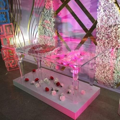 Luxury Flower Table Clear Transparent Acrylic Dinning Table for Wedding Home Party
