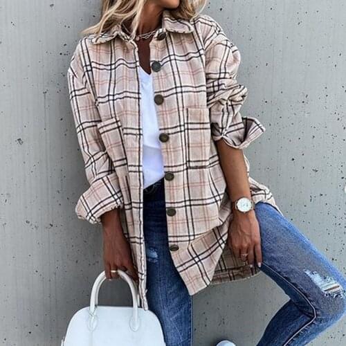 Plaid Shirts Womens Blouses And Tops Long Sleeve Female Casual Print Shirts Loose Cotton Checked Lady Outwear Spring 2022