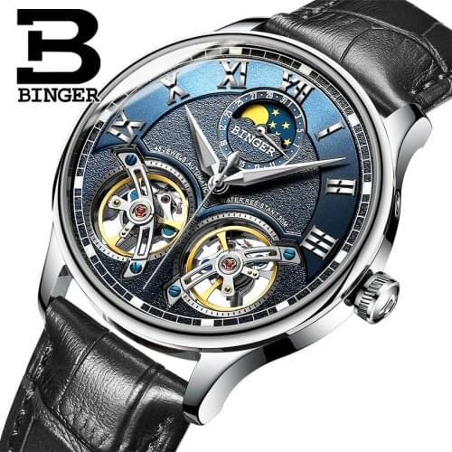 Switzerland Mechanical Men Watches Binger Role Luxury Brand Skeleton Wrist Sapphire Waterproof Watch Men Clock Male Men Watch