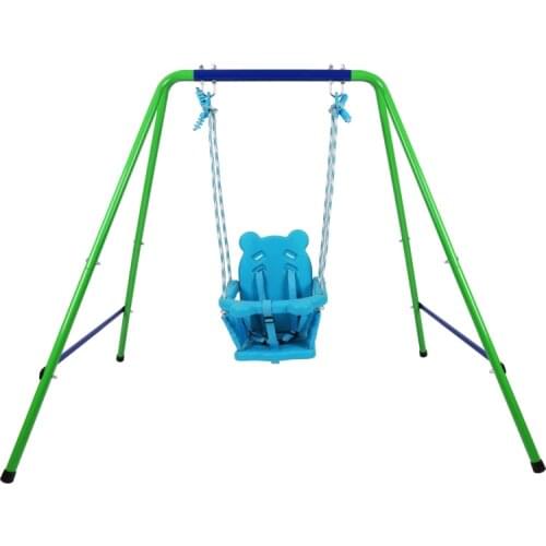 Folding Toddler Blue Secure Swing Set With Safety Seat For Baby/Chirldrens Gift