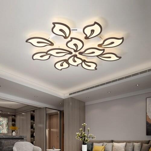 Led Chandelier For Living Room Kitchen Study Bedroom Home By Modern Decor White Black Flowers Acrylic Lighting Ceiling Lamp