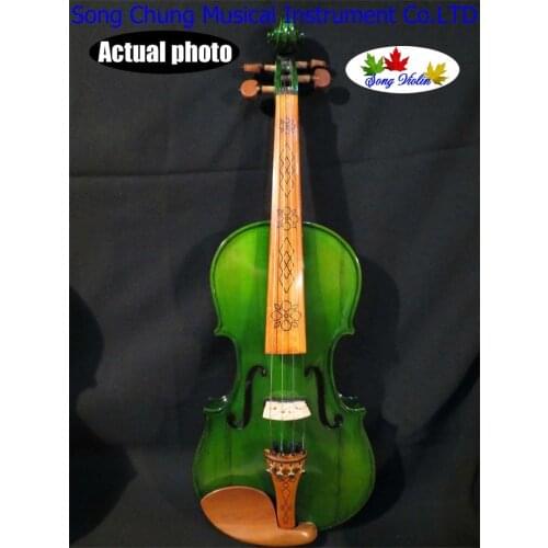 Solid wood Green colors 4/4 electric violin +Acoustic violin #8287