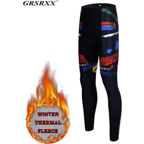 GRSRXX Cycling Pants Fleece Thermal Breathable Pro Cycling Bib Pants Mens Winter Keep Warm Bicycle Team Cycling Trousers