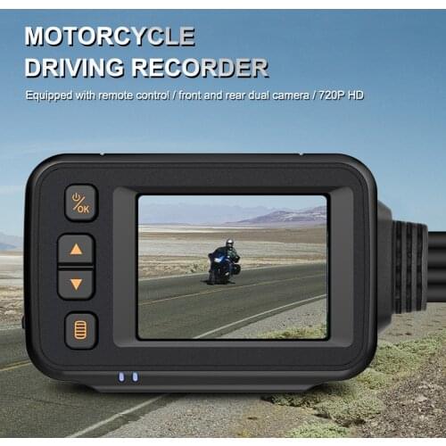 Motorcycle Dash Cam 1080P HD Dual Lens Front Rear Driving Recorder DVR Camera With 2" Display Loop Recording Parking Monitoring