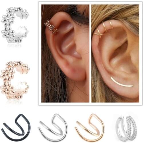 Vintage Clip Earrings Simple Daisy Ear Cuff Non Pierced Earrings Nose Ring New Fashion Women Earrings Ear Cuff Brinco Wholesale