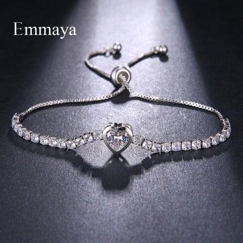 EMMAYA Adjustable Women Bracelets Heart Shape Rhinesto Cubic Zircon Crystal Female Bracelets Jewelry For Women Charm Bracelet