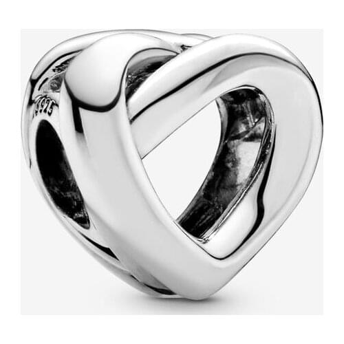 Knotted Heart Charm Fits for Pandora Bracelets Original 925 Sterling Silver Metal Beads for Jewelry Making bijoux