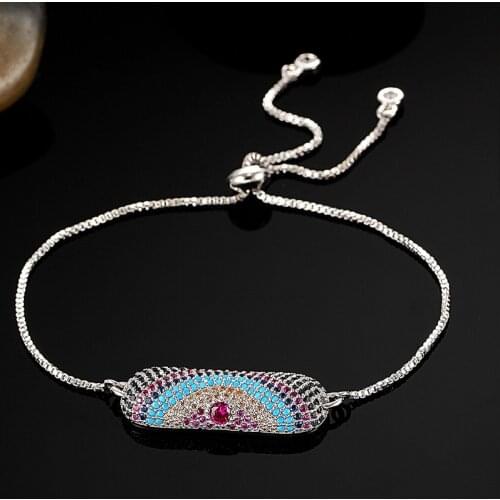 Blucome Women Luxury Cubic Zircon Adjustable bracelet Perfect turkey eye Bracelets For Women Brand Gold-color Pulseira mujer