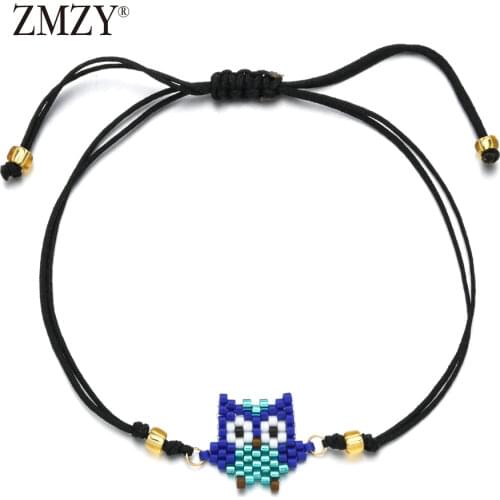 ZMZY Friends Cute Beads Owl Bracelets for Women Baby Girls Kids Miyuki Bracelet Boho DIY Charm Jewelry Gift Bracelete