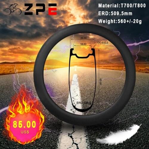 ZPEcarbon rim disc light 700C 65mm 25mm Width Carbon Bike Wheel Carbon Wheelset Ultralight