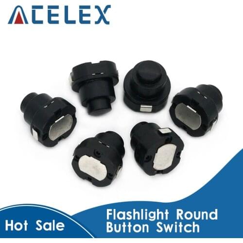 10PCS a lot Flashlight Torch Part Round Push Button Switch Black DC 30V 1A 10mm x 10mm (D*H)