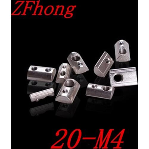 100PCS 20-M4 M4 M4-20 Roll-in Spring T Nuts For 2020 Aluminum Profiles Groove 6