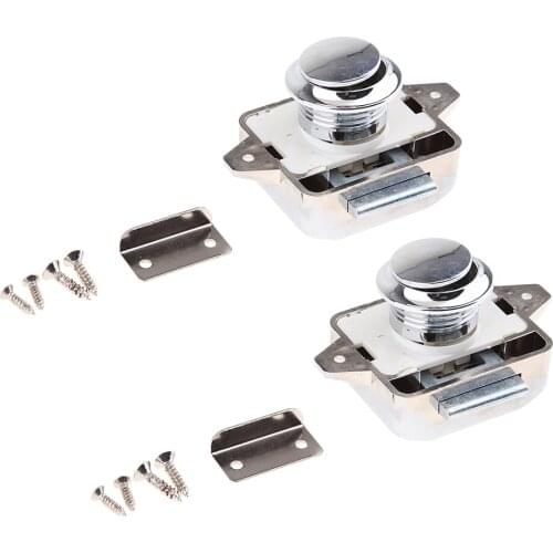 2x Cabinet Lock Cabinet Lock With Push Button Pushbutton For RV / Motorhome Silver