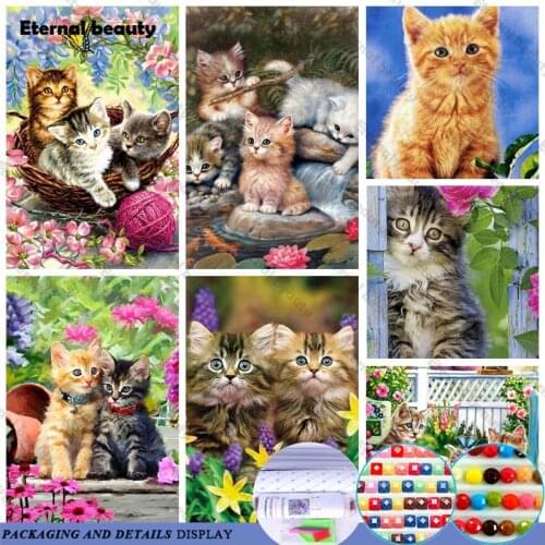 5D Diy Diamond Painting Cats Full Drill Diamond Embroidery Animals Wall Art Pictures Rhinestones Mosaic Handmade Gift Home Decor
