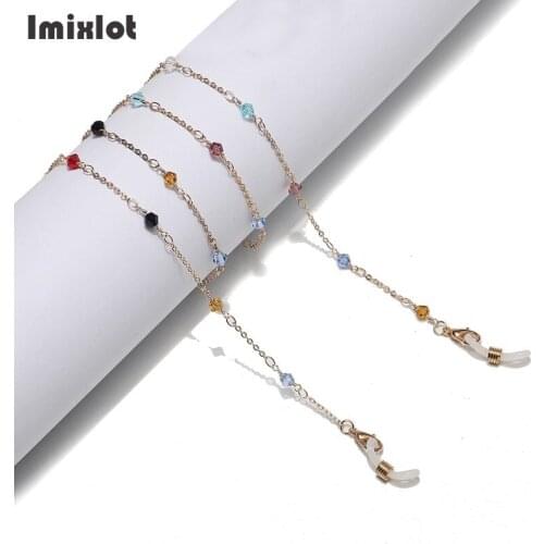 Fashion Crystal Beads Eyeglass Chains Sunglasses Necklace Colorful Beaded Glasses Chain Eyewears Cord Holder Neck Strap Rope