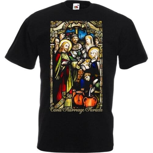 Stained glass t-shirt - Cana Marriage Miracle Catholic Christian Jesus S-5XL