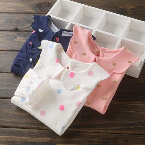Baby girl cotton lace lapel T-shirt