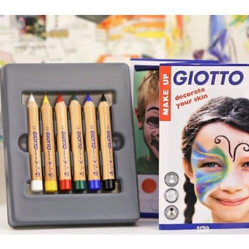 Italy Giotto 6 Color Natural Children Face Body Mark Up Pastel Pencil Party Makeup Painting Crayon School Kid Drawing Pencils