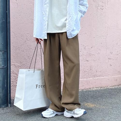 Korean Wide-leg Pants Mens Fashion Solid Color Casual Pants Men Streetwear Loose Straight-leg Suit Pants Mens Dress Pants S-XL