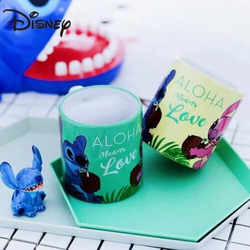 Disney mug, Stitch ceramic mug with heart handle, home office coffee mug, heat-resistant milk mug cute cup