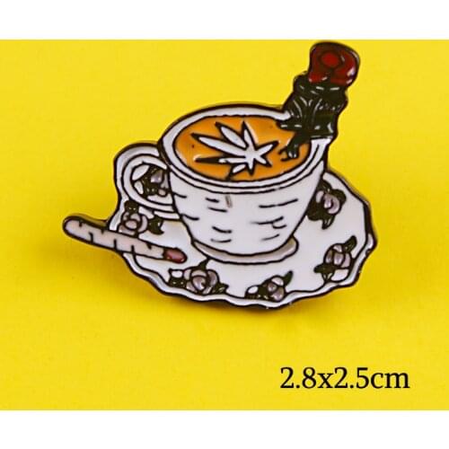 Cartoon Hippie Coffee Cup Plate set Enamel Pins Cowboy Clothes Bag Pin Enamel Brooch Alloy Badges on Clothes Accessories