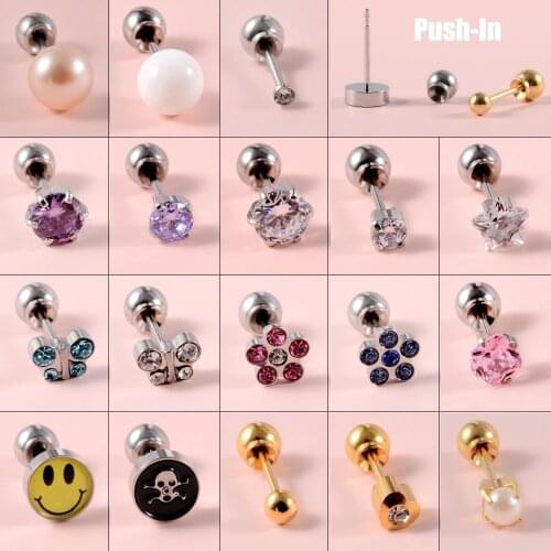 1Pair Surgical Steel Crystal Gem Zircon Ear Stud Dispossable EO Sterile Piercing Stud More Safe Ball Buckle Set Piercing Jewelry