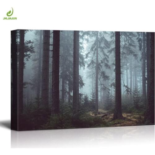 JHLJIAJUN Tranquil Forest Landscape Canvas Paintings Horizontal Rectangle Modern Picture Wall Art For Living Bedroom Decor