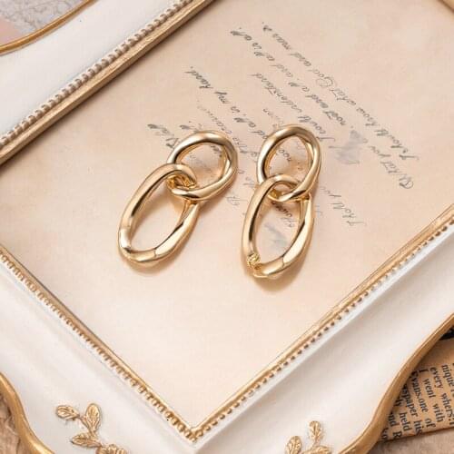 New Vintage Link Chain Dangle Earrings For Women Boho Geometric Simple Gold Color Long Tassel Drop Earring 2020 Brincos Jewelry