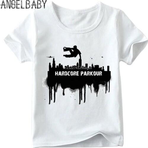 Boys and Girls Evolution Of Parkour Born To Jump Print T shirt Kids Summer White Tops Children Funny T-shirt,ooo2422