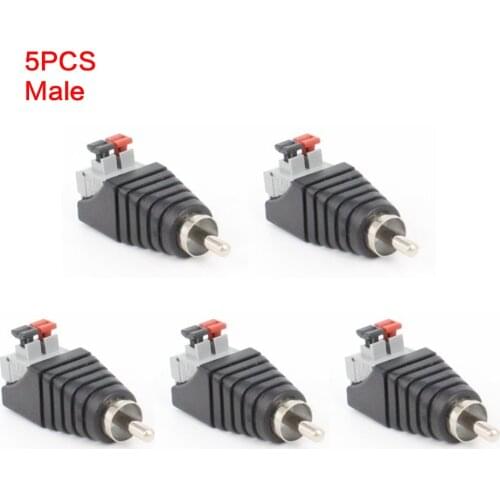 5PCS/Lot Male/Female RCA Speaker Wire Cable to Jack Press Plug Male Adapter Connector