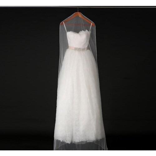 50pcs 160cm 180cm Transparent Wedding Dress Dust Cover Soft Tulle Garment Bags Bridal Gown Scratch Resistant Net Yarn Bag SN1438