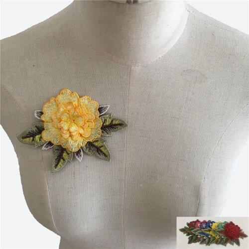 Multiple colour Embroidered applications for sewing 3D flower Lace collar DIY Lace fabric Craft materials Needlework accessories