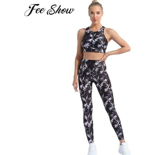 Sexy Women Running Gym Fitness Sport Suit Set Sportswear Racer Back Tracksuits Sport Bra Top+High Waist Leggings Pants Sport Set